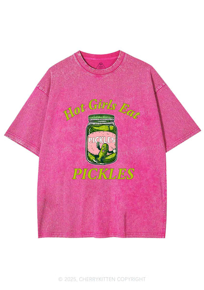 Hot Girls Eat Pickles Y2K Shirts Washed Tee Cherrykitten