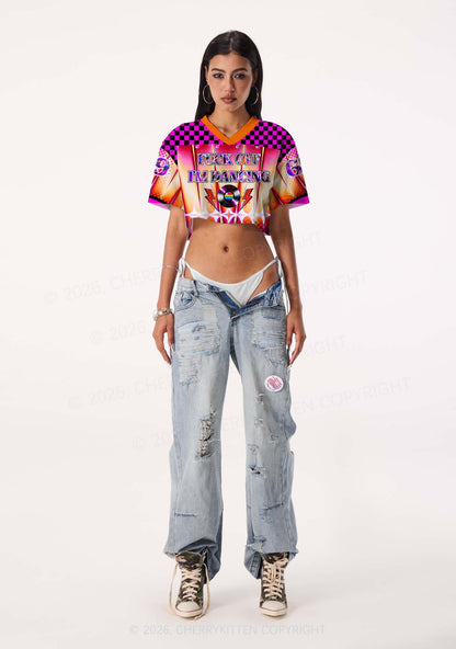 Fxxk Off Im Dancing Heartbeat Y2K Crop Sport Jersey Shirts Cherrykitten