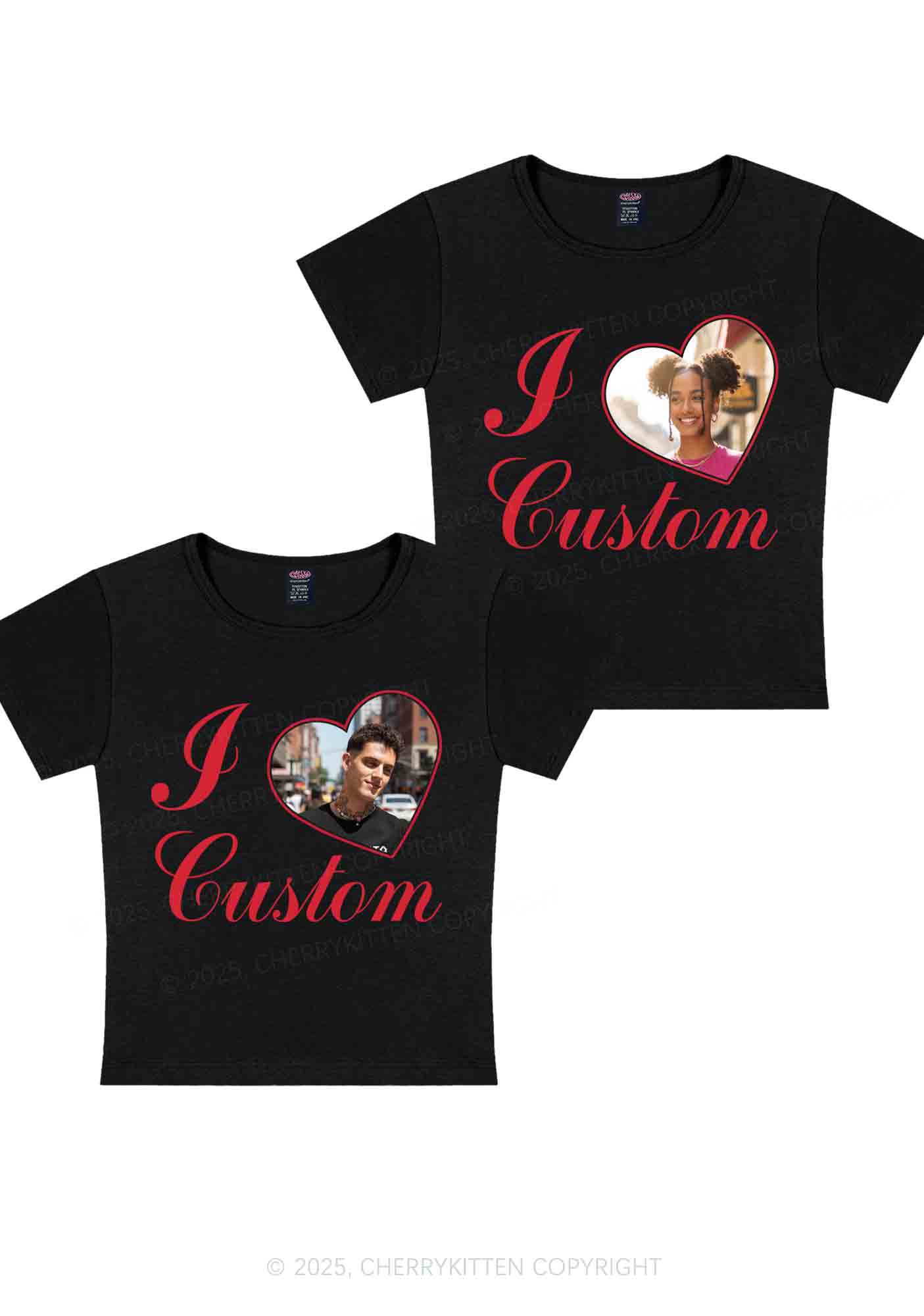 I Love Custom Heart Photo Y2K Valentine's Day Baby Tee Cherrykitten