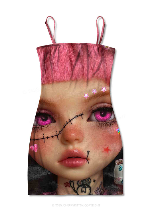 Pink Doll Y2K Print Slip Dress Cherrykitten