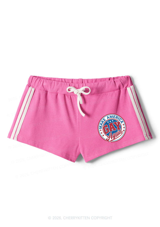 Make America Gay Again Pride Y2K Drawstring Mini Shorts Cherrykitten
