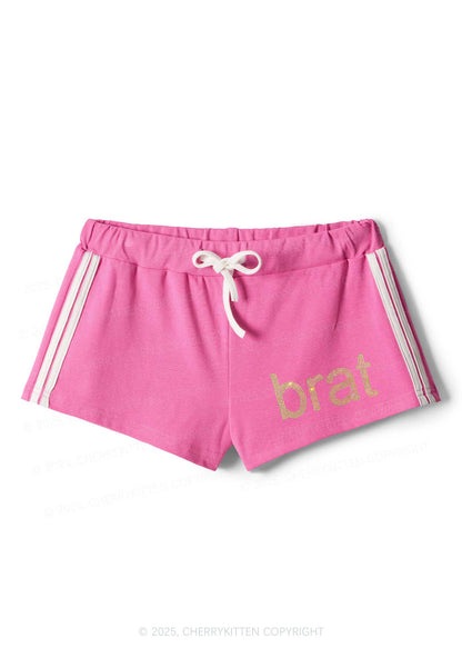 Rhinestone Mini Green Brat Y2K Drawstring Mini Shorts Cherrykitten