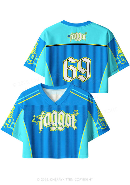 Faggot Blue Star Pride Y2K Crop Sport Jersey Shirts Cherrykitten