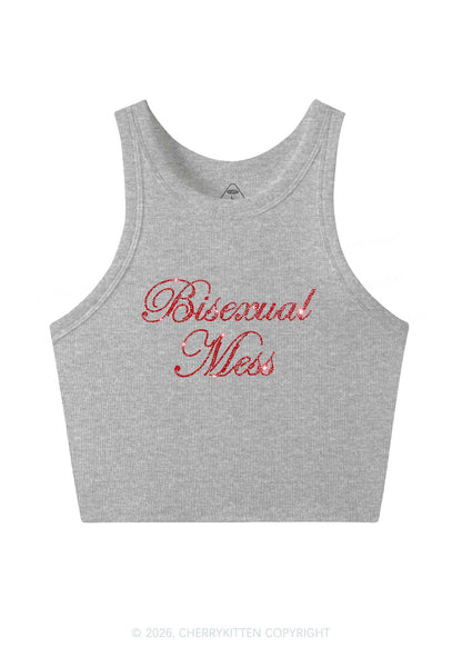 Rhinestone Bisexual Mess Pride Y2K Crop Tank Top Cherrykitten