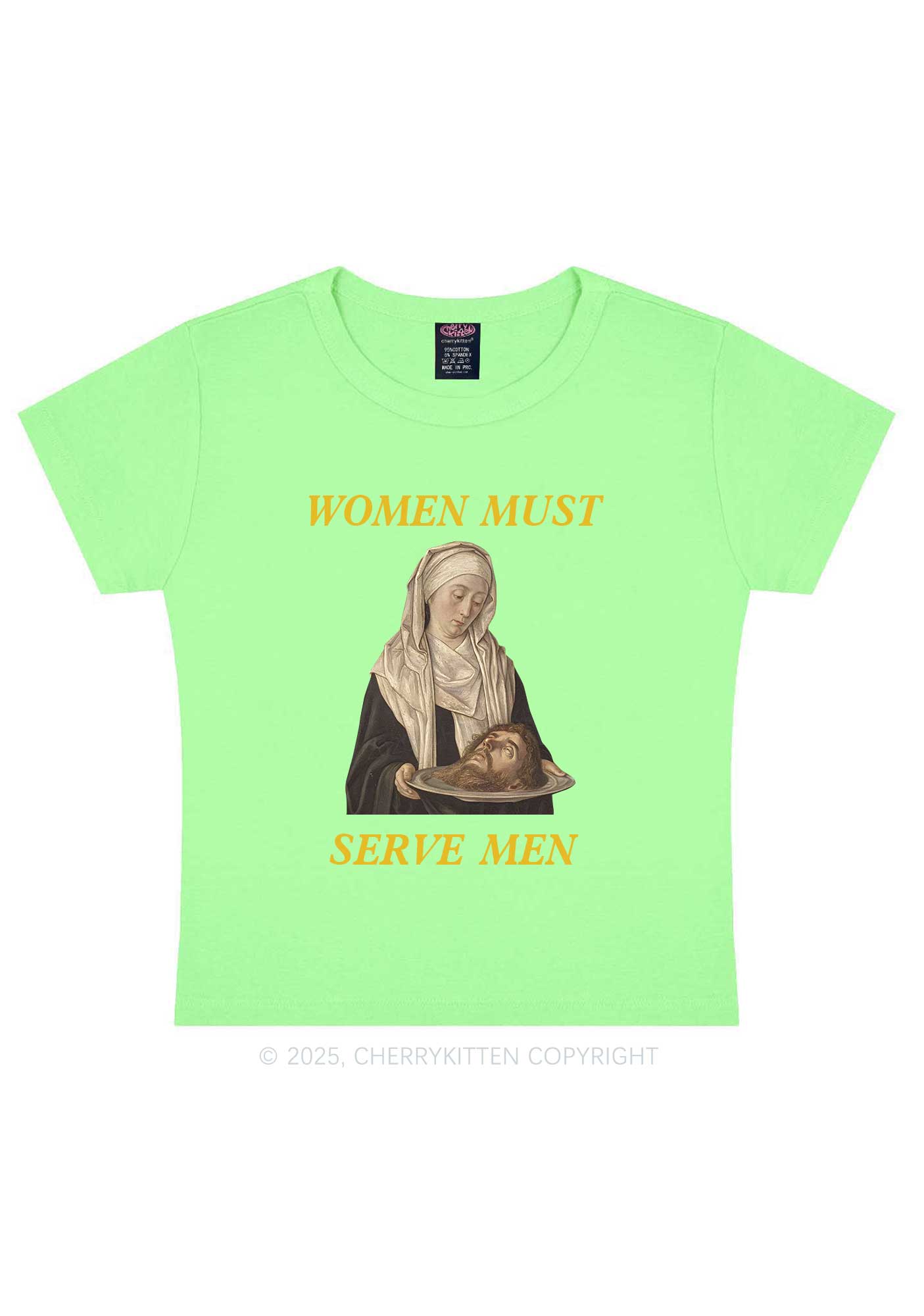 Women Must Serve Men Y2K Baby Tee Cherrykitten
