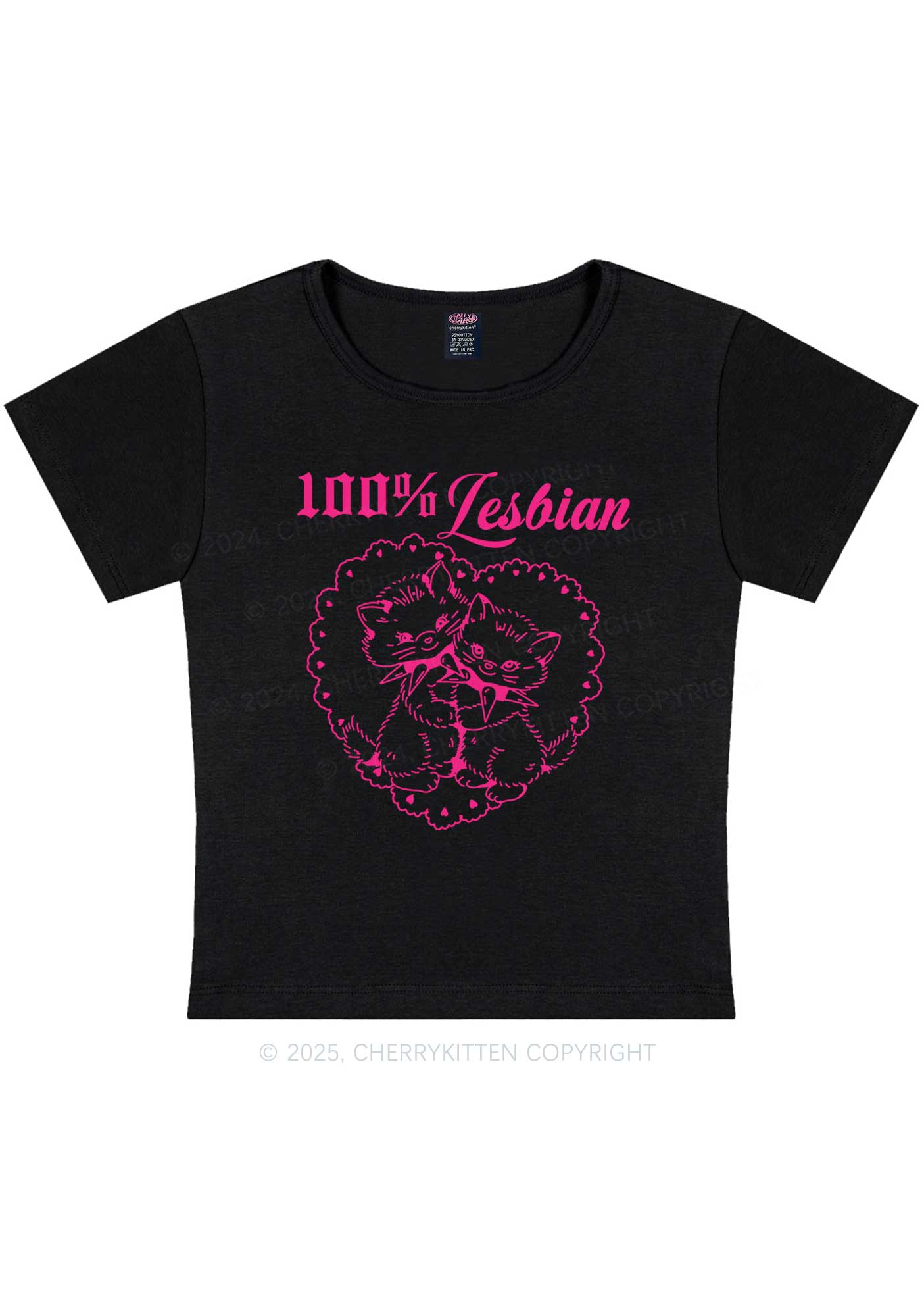 Lesbian Cats Y2K Baby Tee Cherrykitten
