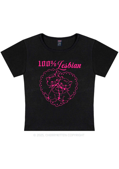 Lesbian Cats Y2K Baby Tee Cherrykitten