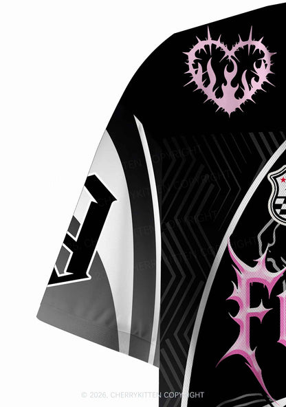 Fxxk Terfs Gothic Skull Pride Y2K Crop Sport Jersey Shirts Cherrykitten