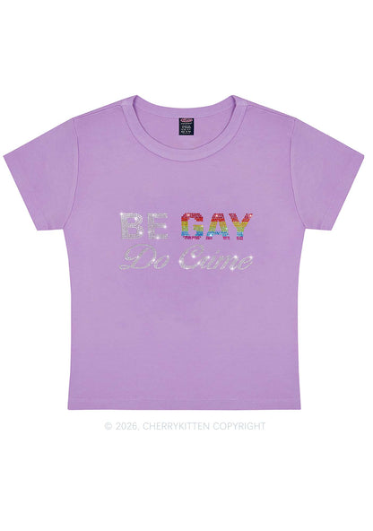 Rhinestone Be Gay Do Crime Pride Y2K Baby Tee Cherrykitten