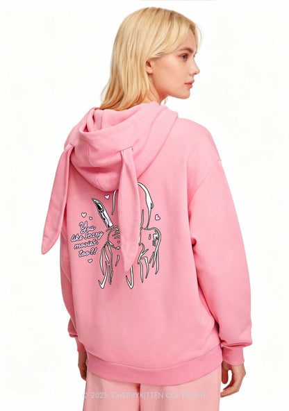 Halloween You Like Scary Movies Too Y2K Bunny Ear Zip Hoodie Cherrykitten