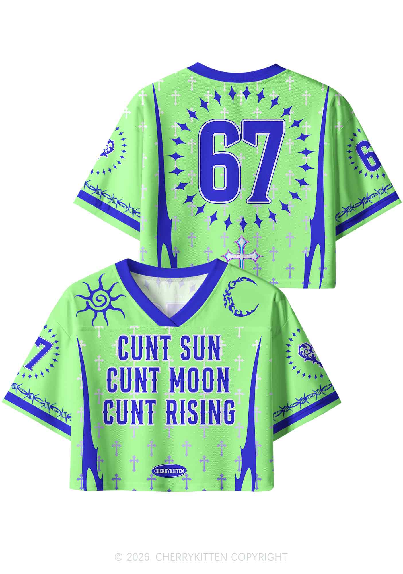 Cxxt Sun Moon Rising Y2K Crop Sport Jersey Shirts Cherrykitten