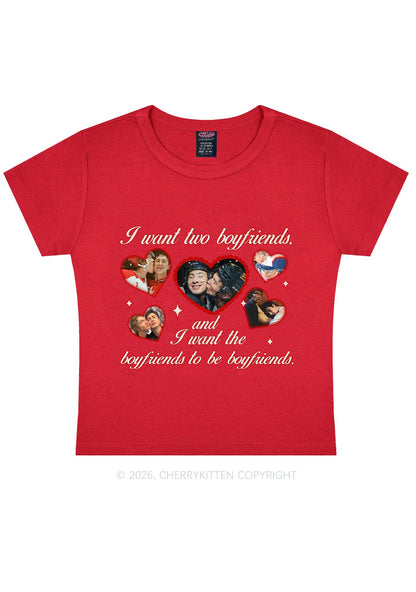 I Want Two Boyfriends HR Y2K Baby Tee Cherrykitten