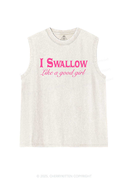 Swallow Like Good Gril Y2K Washed Muscle Tank Cherrykitten
