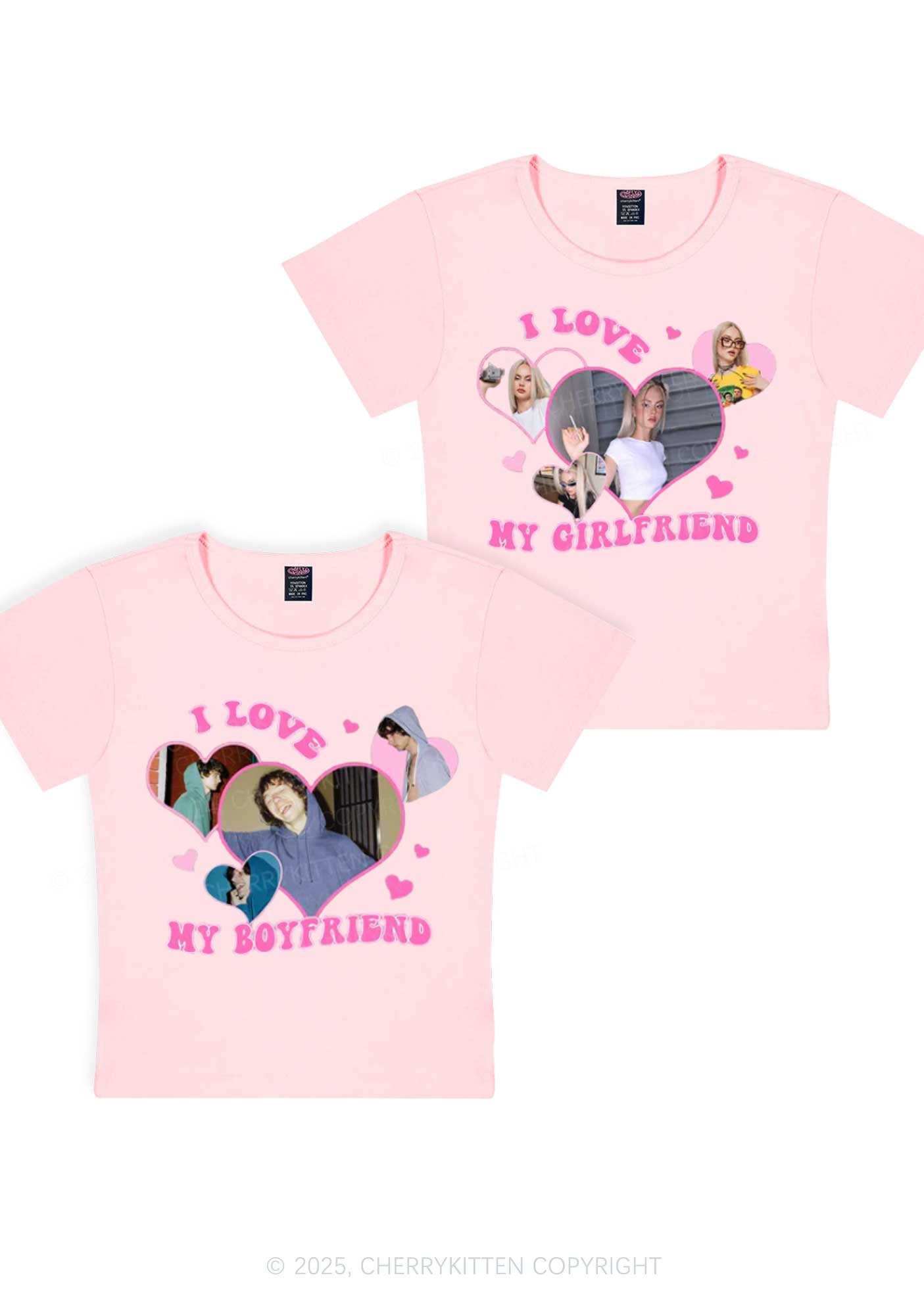 Custom GF BF Photo Y2K Valentine's Day Baby Tee Cherrykitten
