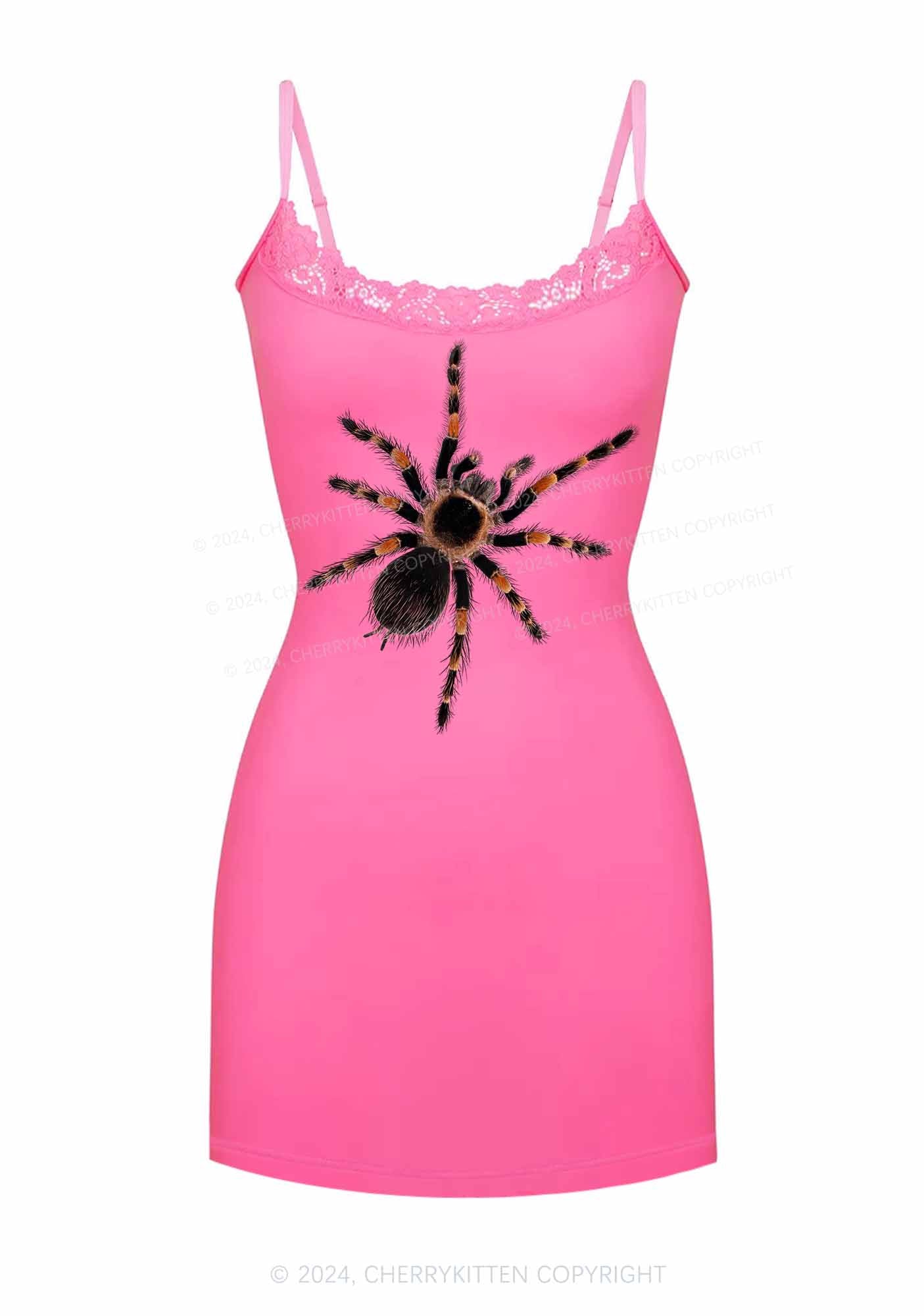 Mexican Red Knee Tarantula Y2K Lace Slip Dress Cherrykitten