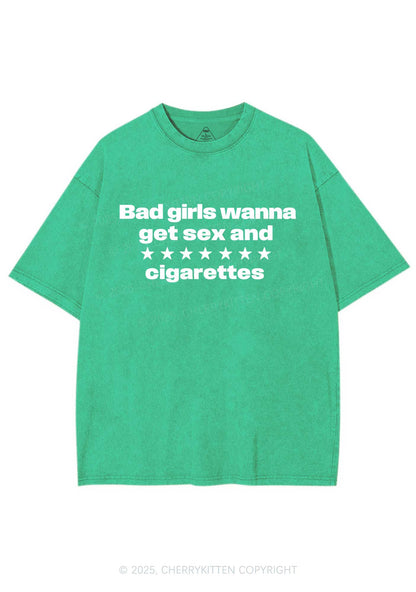 Wanna Sxx Cigarettes Y2K Shirts Washed Tee Cherrykitten