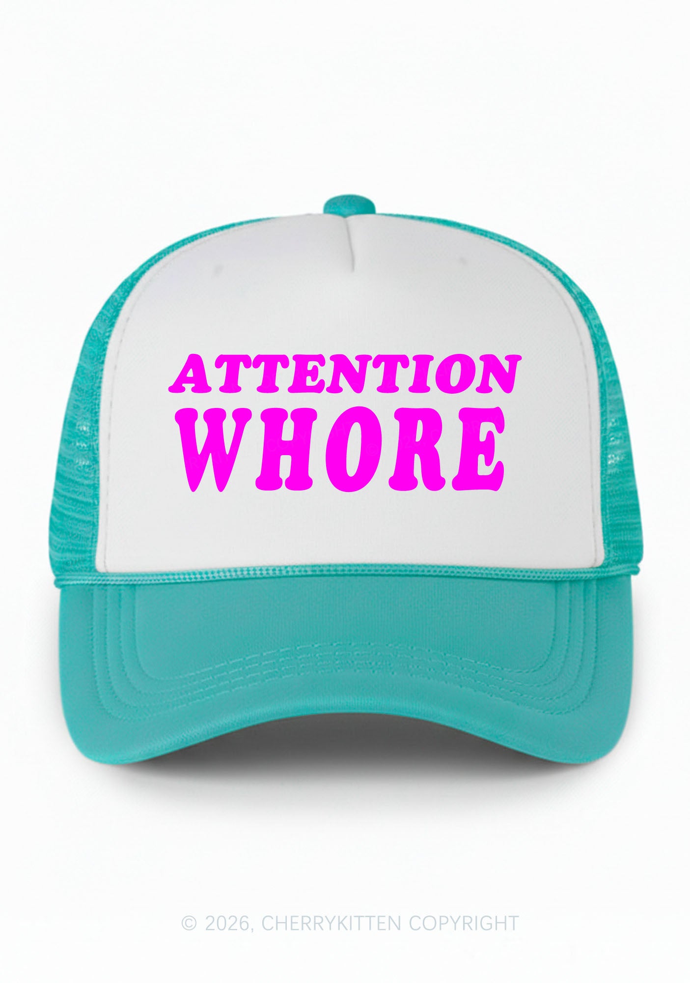 Attention Hore Y2K Colorblock Trucker Hat Cherrykitten