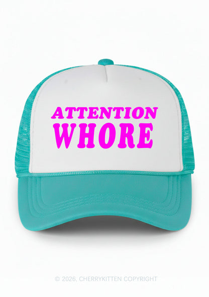 Attention Hore Y2K Colorblock Trucker Hat Cherrykitten