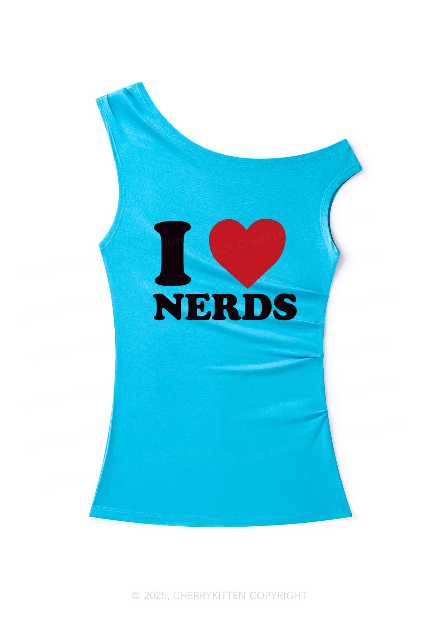 I Love Nerds Y2K Off Shoulder Tank Top Cherrykitten