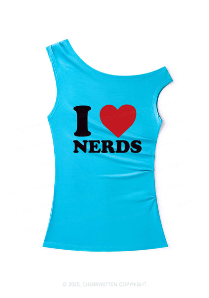 I Love Nerds Y2K Off Shoulder Tank Top Cherrykitten