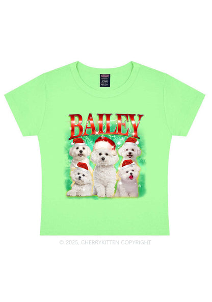 Custom Christmas Puppy Y2K Baby Tee Cherrykitten