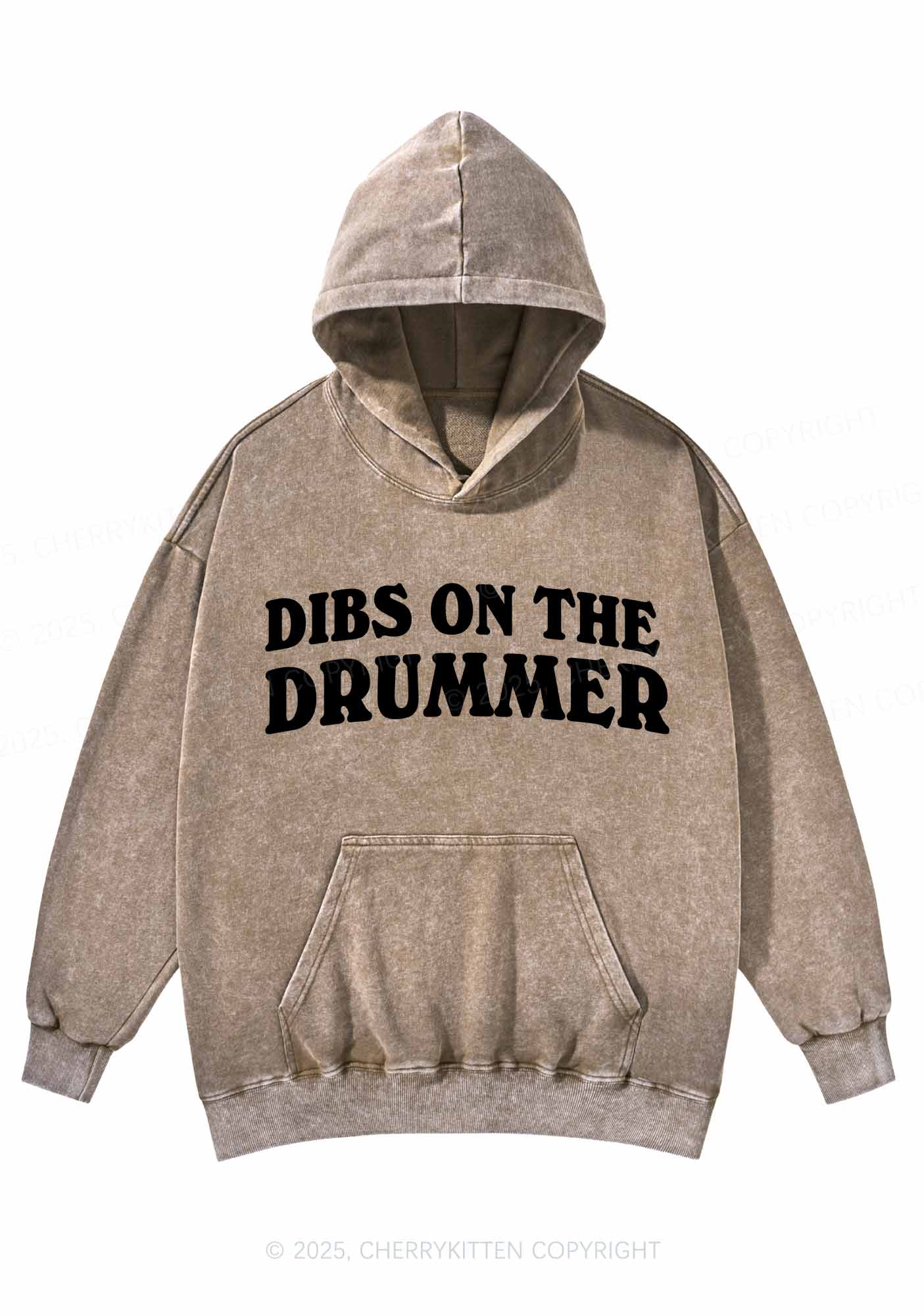 Dibs On The Drummer Y2K Washed Hoodie Cherrykitten