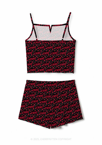 Red Hearts Cxxt Valentine's Day Y2K Print Cami Shorts Pajama Set Cherrykitten