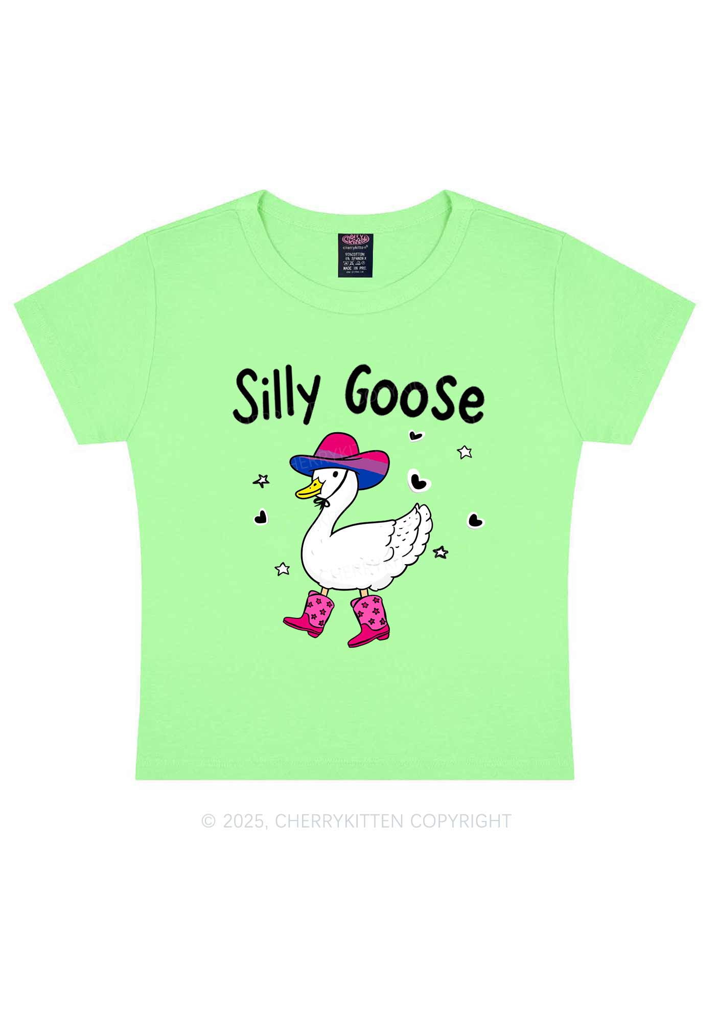 Silly Goose Bisexual Pride Y2K Baby Tee Cherrykitten
