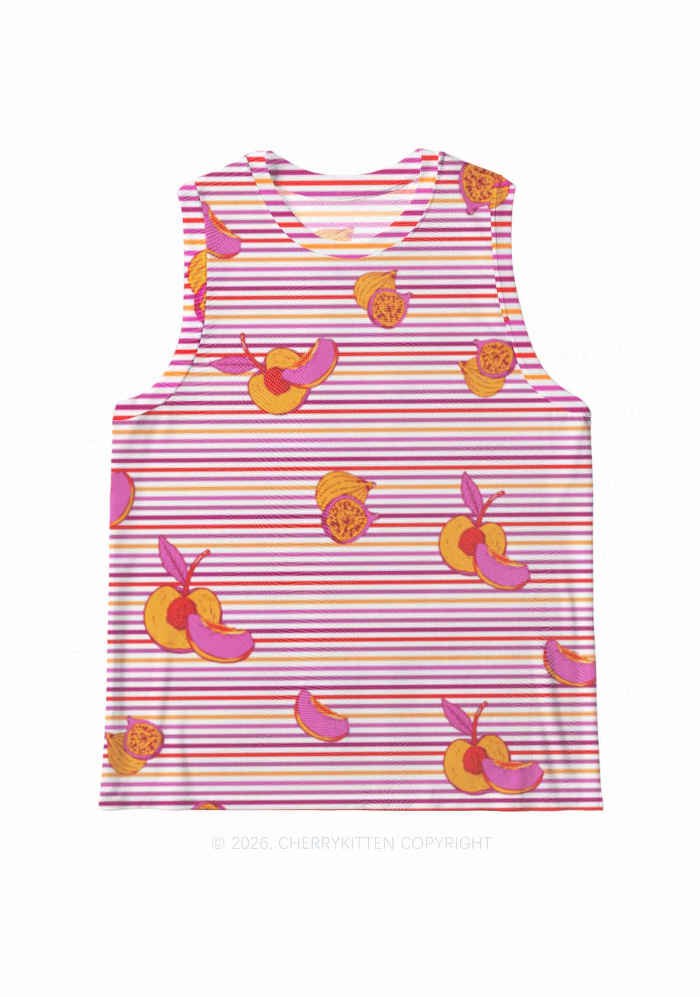 Peachy Lesbian Stripe Pride Y2K Mesh Muscle Tank Cherrykitten