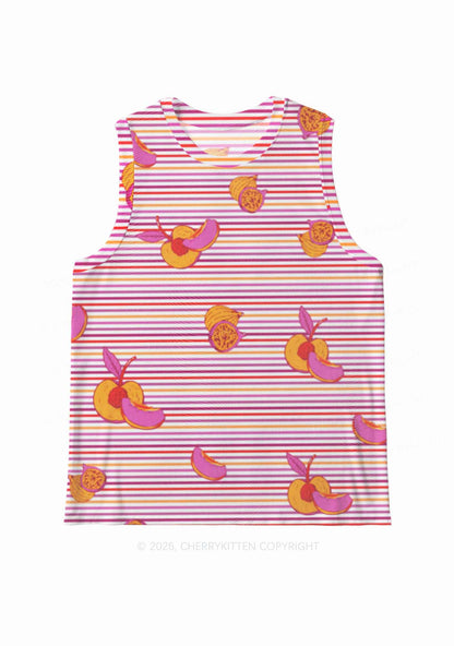 Peachy Lesbian Stripe Pride Y2K Mesh Muscle Tank Cherrykitten