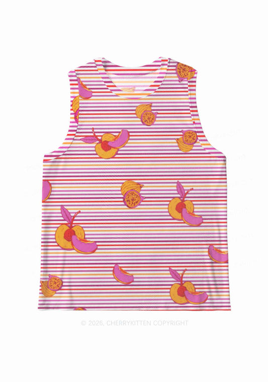 Peachy Lesbian Stripe Pride Y2K Mesh Muscle Tank Cherrykitten
