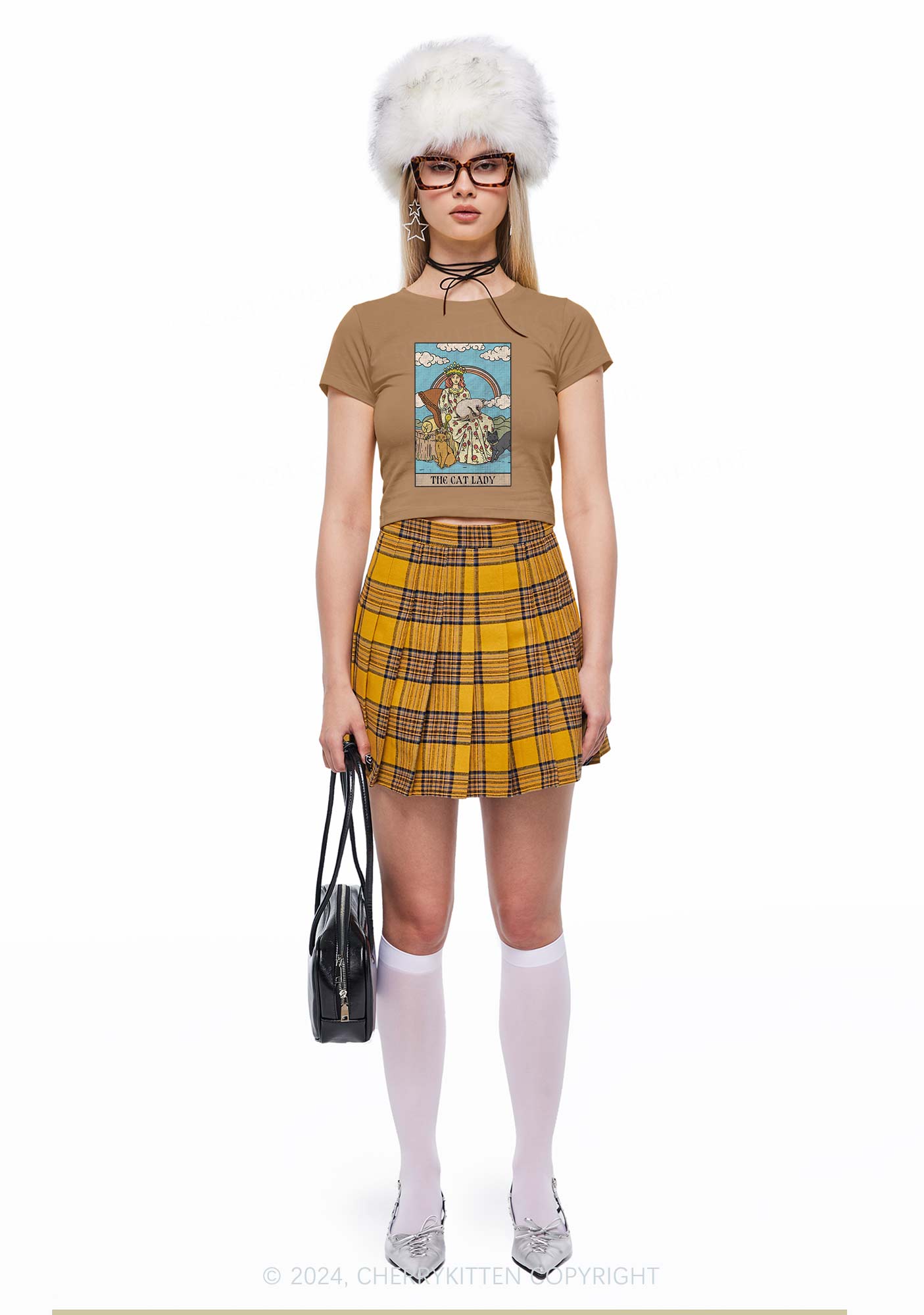 The Cat Lady Y2K Baby Tee Cherrykitten