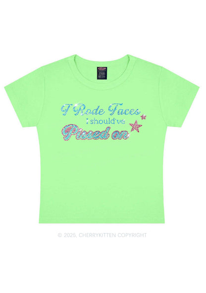 Rhinestone I Rode Faces Y2K Baby Tee Cherrykitten