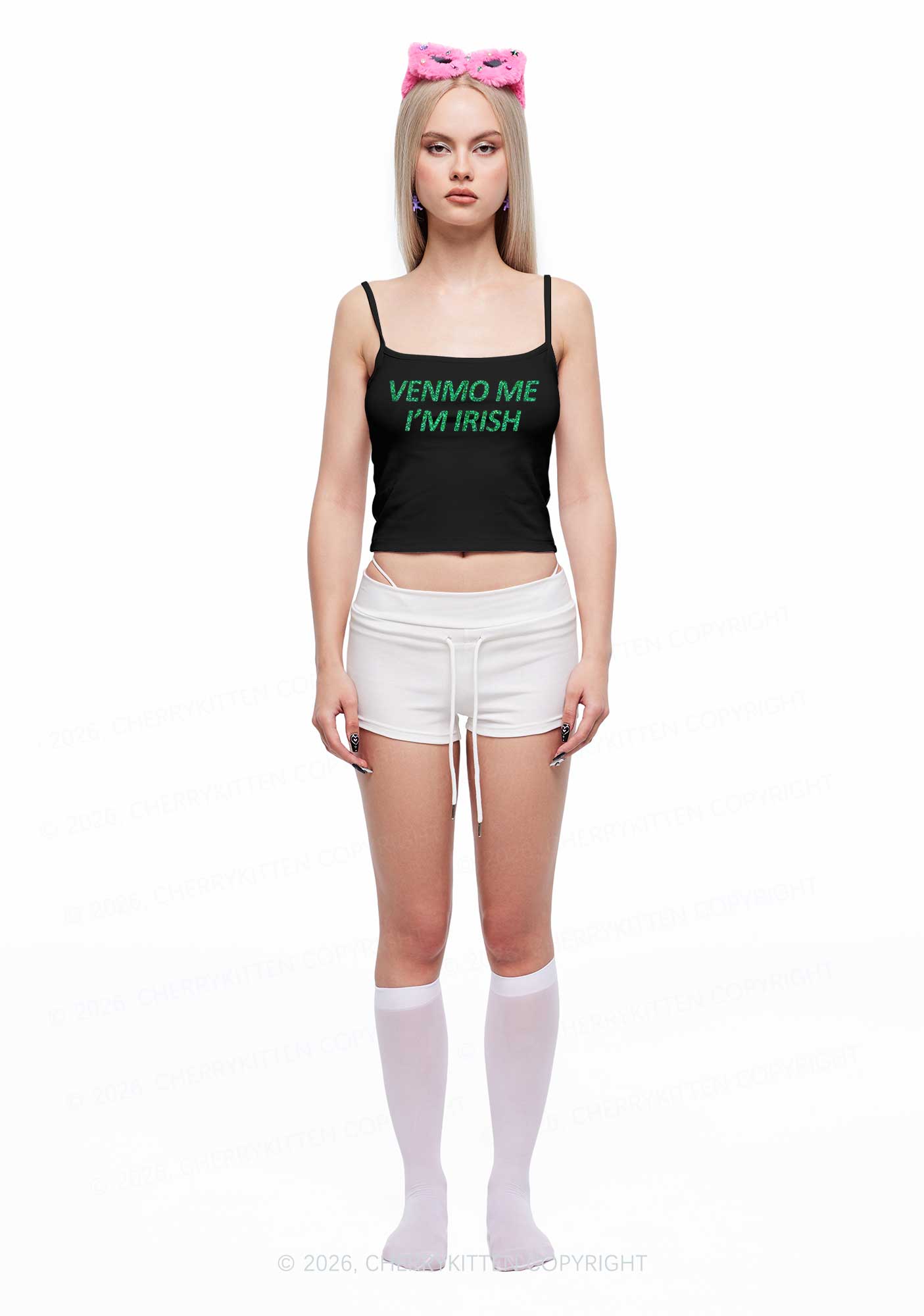 Glitter Venmo Me Im Irish St Patricks Y2K Spaghetti Strap Cami Cherrykitten