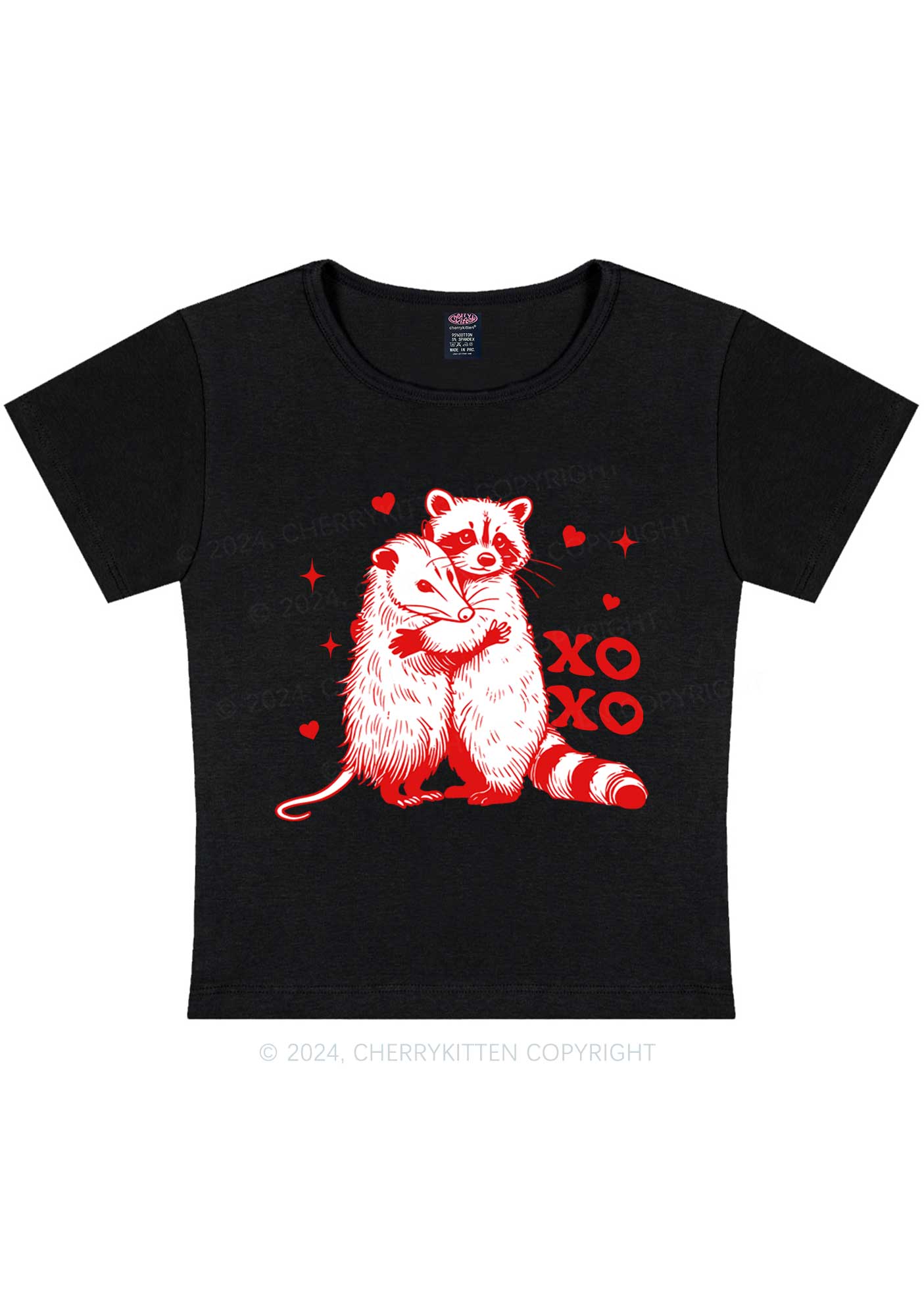 Raccoon XOXO Y2K Valentine's Day Baby Tee Cherrykitten