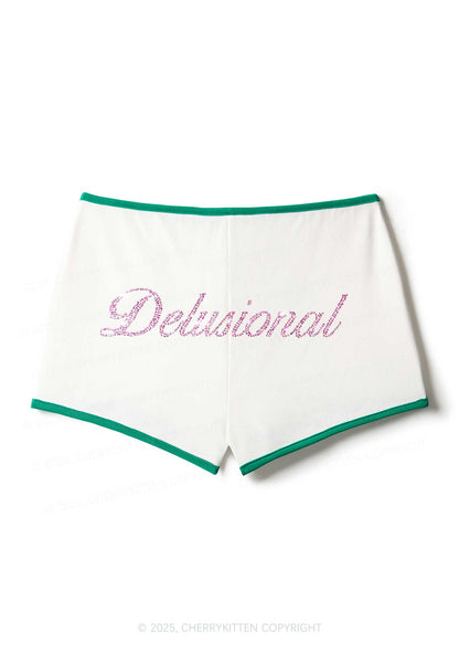 Rhinestone Delusional Y2K Booty Shorts Cherrykitten