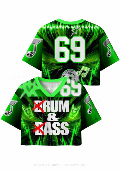 Green DnB Lightning Rock Y2K Crop Sport Jersey Shirts Cherrykitten