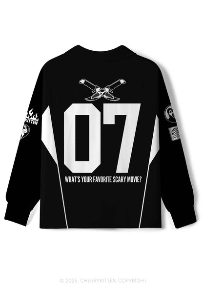 Halloween Custom Black Horror Club Y2K Sport Long Sleeve Jersey Shirts Cherrykitten