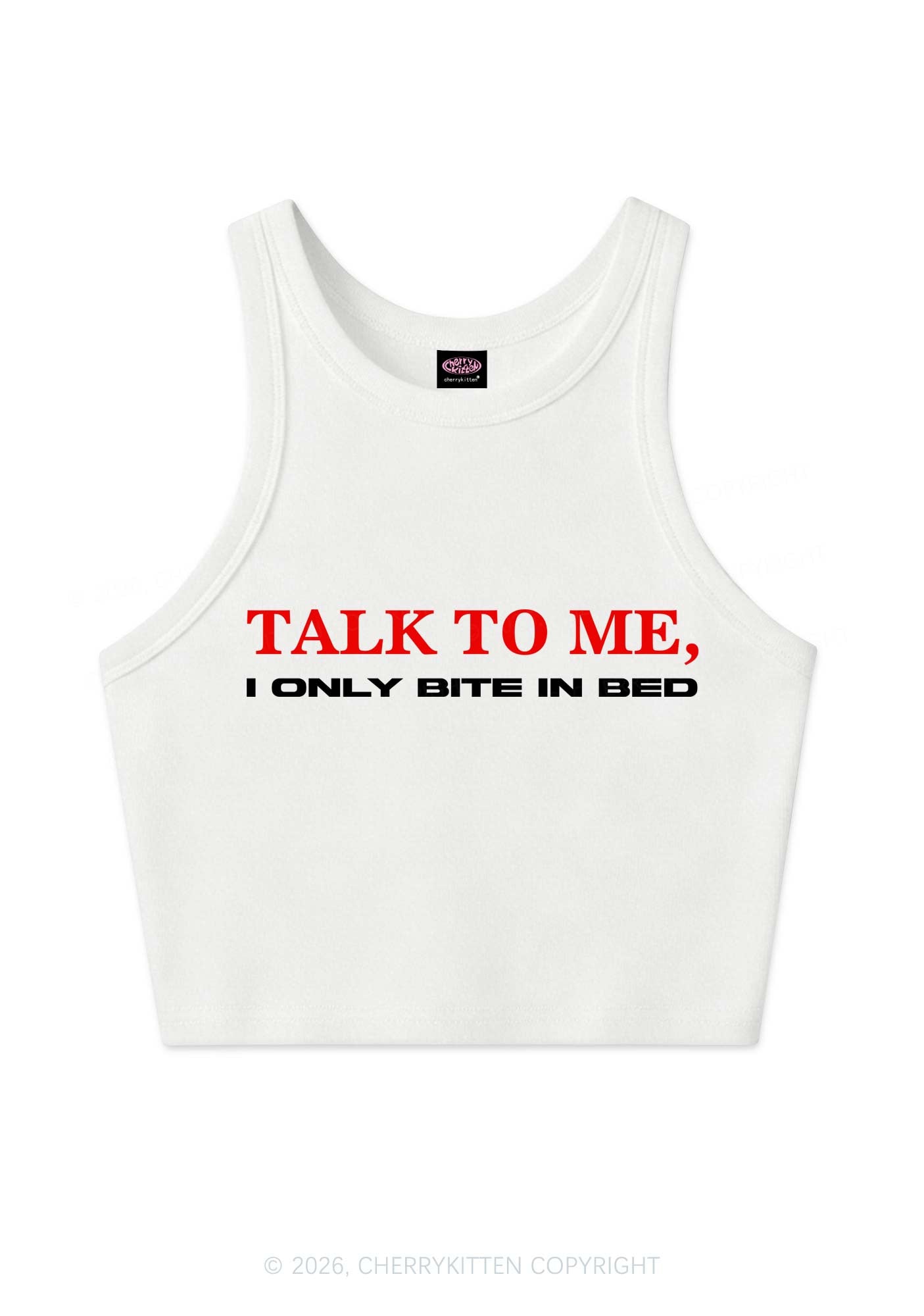 I Only Bite In Bed Y2K Crop Tank Top Cherrykitten