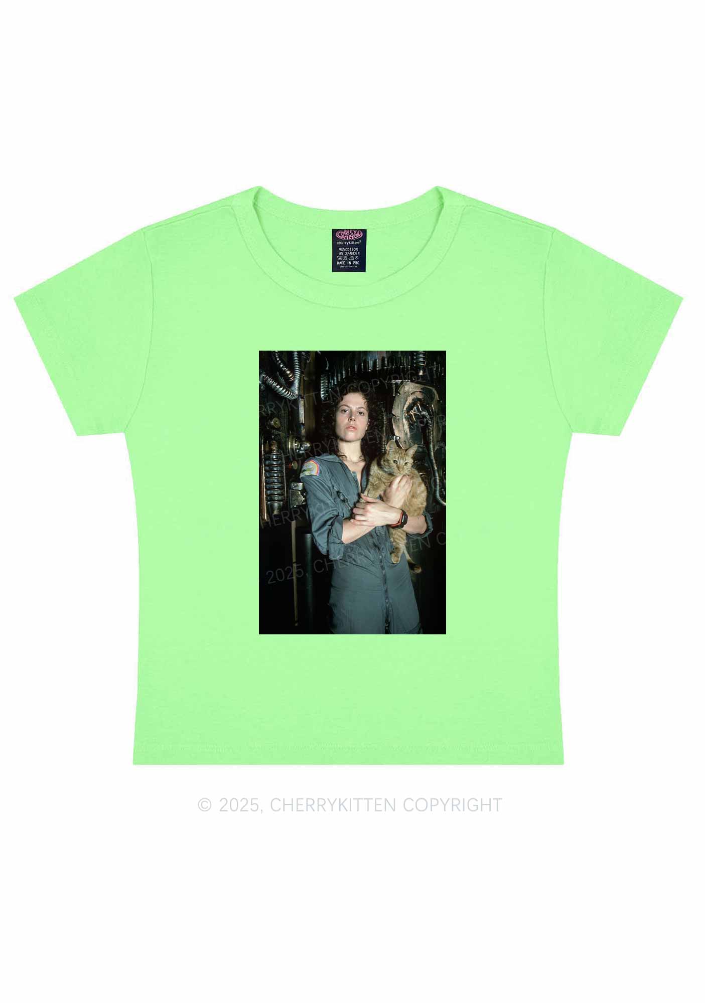 Halloween Space Lady Cat Y2K Baby Tee Cherrykitten