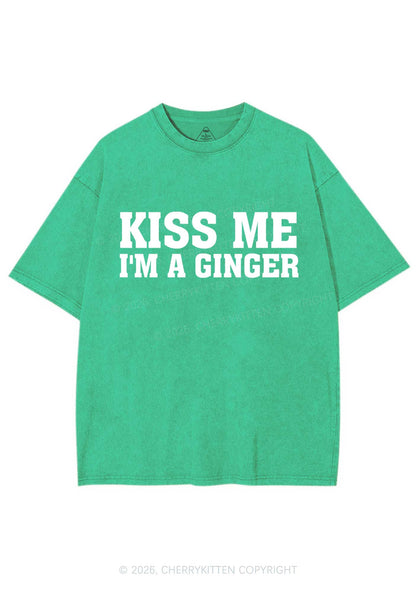 Kiss Me Im Ginger St Patricks Y2K Washed Tee Cherrykitten