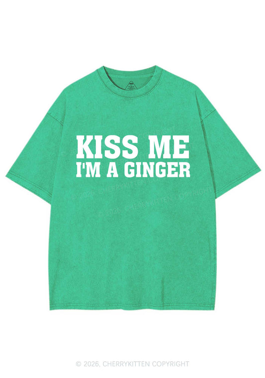 Kiss Me Im Ginger St Patricks Y2K Washed Tee Cherrykitten