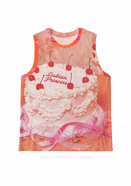 Coral Lesbian Princess Cake Pride Y2K Mesh Muscle Tank Cherrykitten