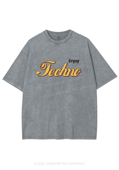 Enjoy Techno Y2K Shirts Washed Tee Cherrykitten