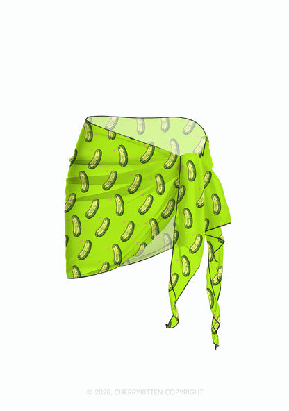 Green Pickle Princess Y2K Print Bikini Set Cherrykitten
