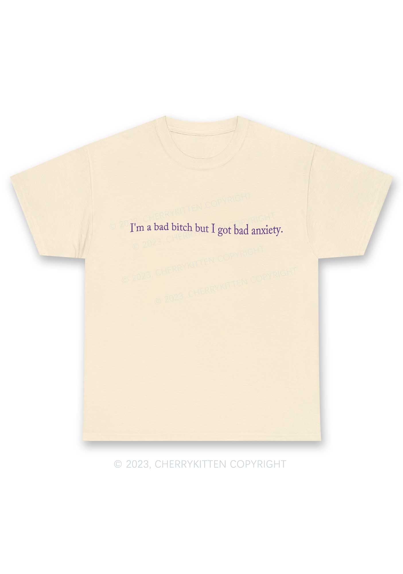 I'm A Bad Bxxch But I Got Bad Anxiety Y2K Chunky Shirt Cherrykitten