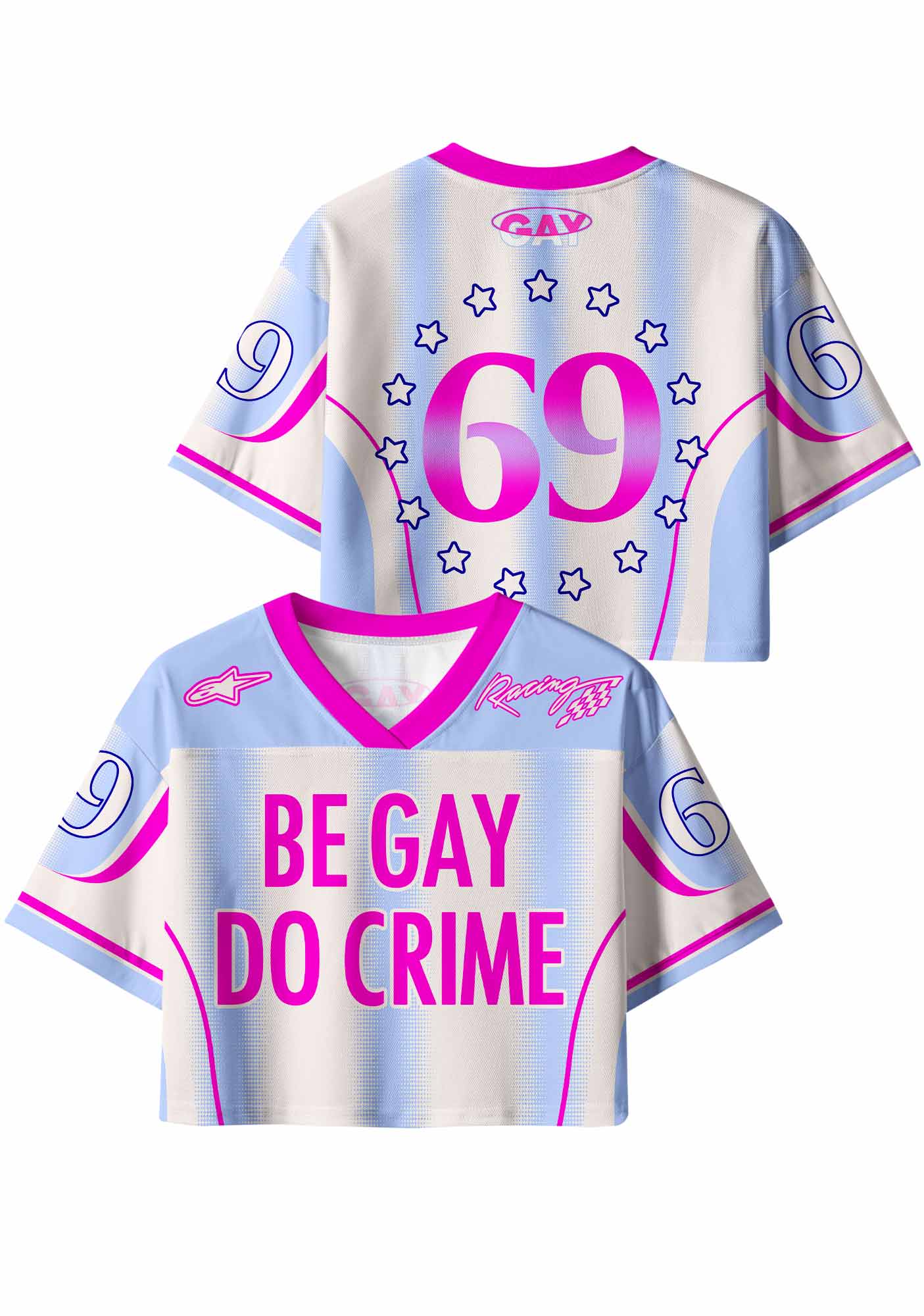 Purple Be Gay Do Crime Pride Y2K Crop Sport Jersey Shirts Cherrykitten
