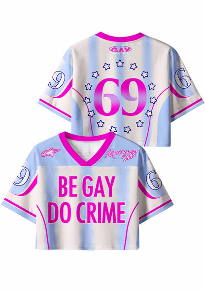 Purple Be Gay Do Crime Pride Y2K Crop Sport Jersey Shirts Cherrykitten