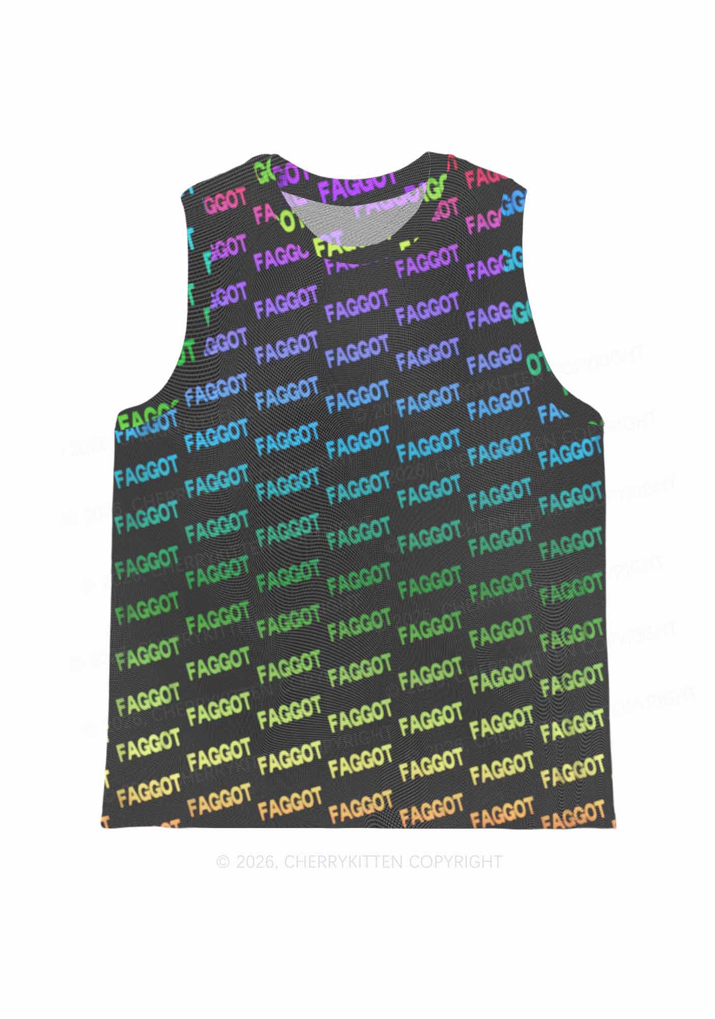 Neon Rainbow Faggot Pride Y2K Mesh Muscle Tank Cherrykitten