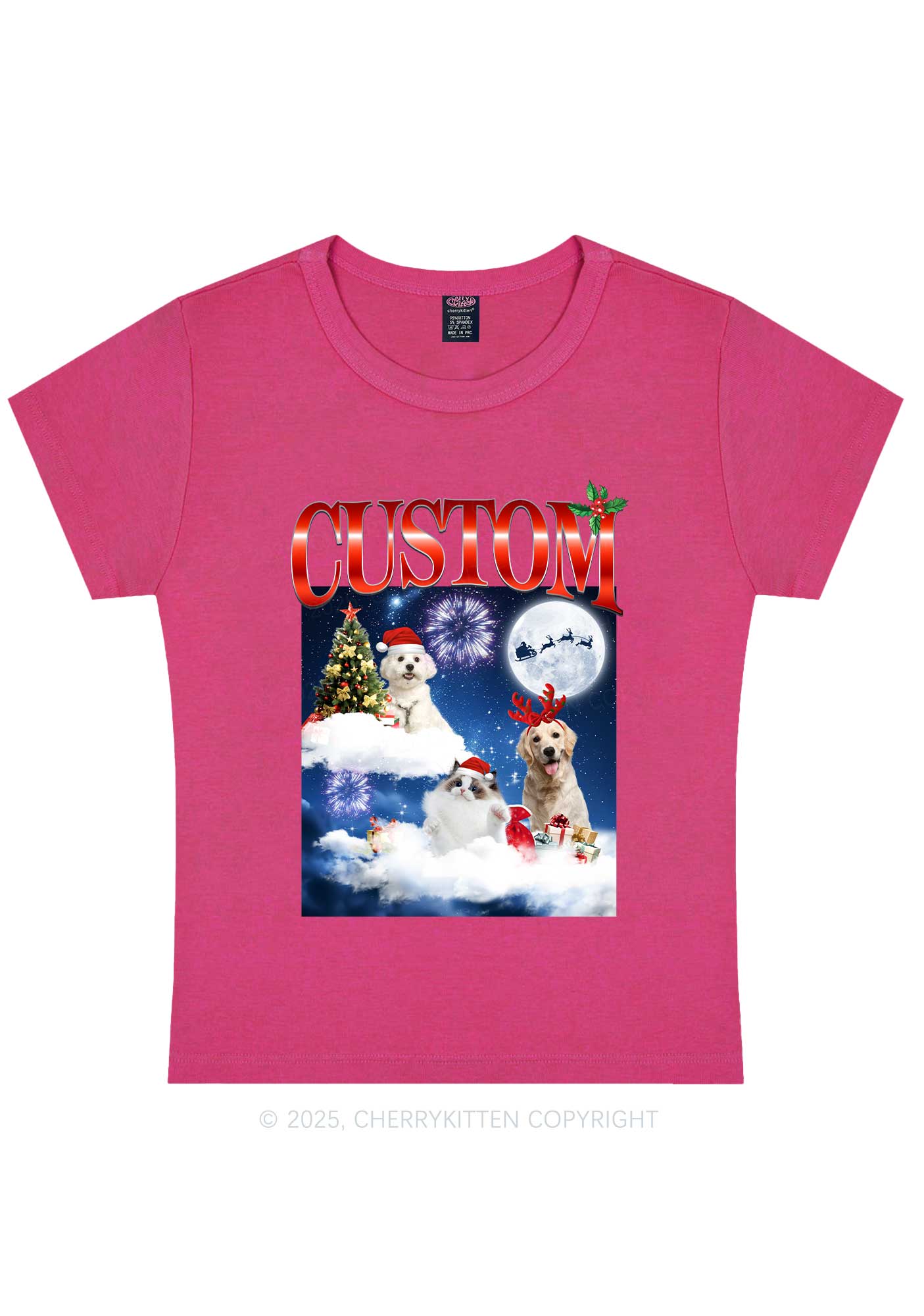Custom Christmas Pet Y2K Baby Tee Cherrykitten